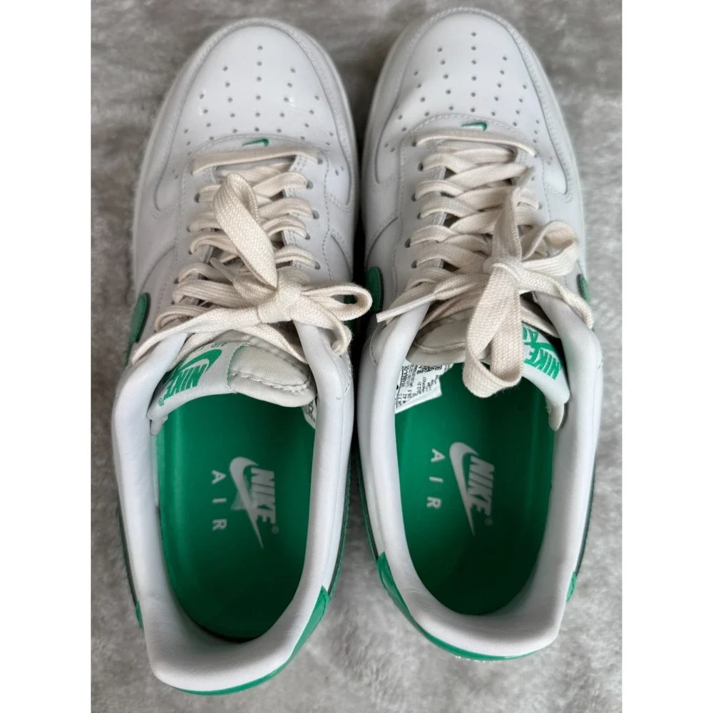 Nike Air Force 1 07 Premium Platinum Tint Stadium Green Sneakers Mens 8.5